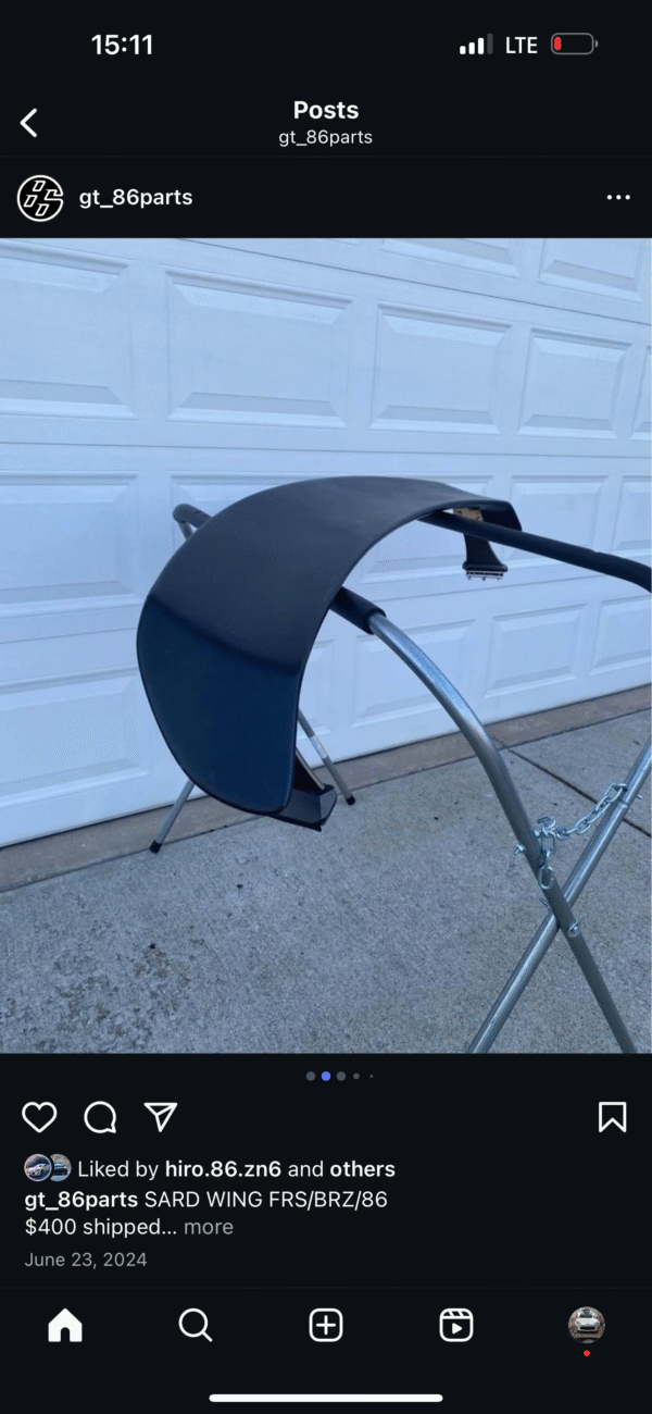 SARD WING FRS/BRZ/86 0 shipped USED REP SARD WING for FRS/BRZ/86.