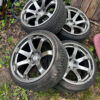 5x114 wheels, fronts are 19x9.5 and rears are 19x10.5