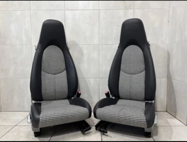 PORSCHE 911 HERITAGE SPORT SEATS BLACK LEATHER HOUNDSTOOTH SET